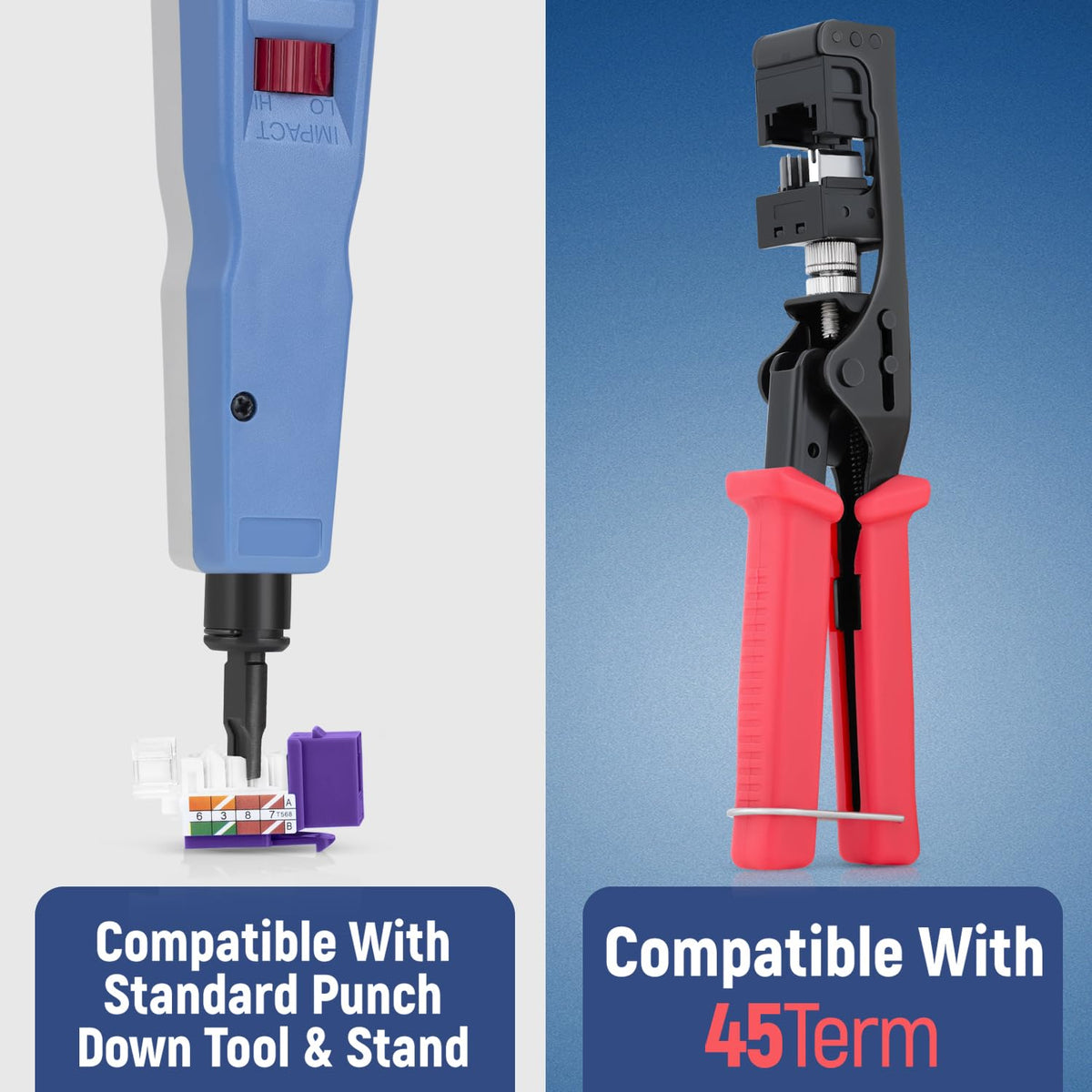 Everest 45° Angled RJ45 Cat6A Keystone Jacks 50-Pack in Purple - Slim Profile Female RJ45 Connectors - Cat 6A Keystone Jack - Compatible with 45° Angled Speed Termination Tool - 45Term (B0BL3GS7ZY)