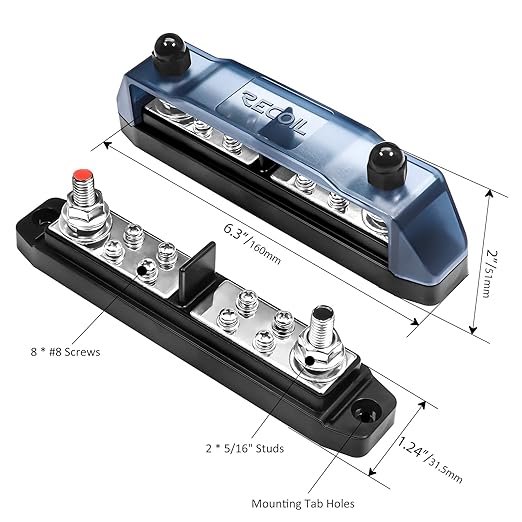 Recoil BBPG5 Bus Bar Stud Positive and Negative Power Distribution Block