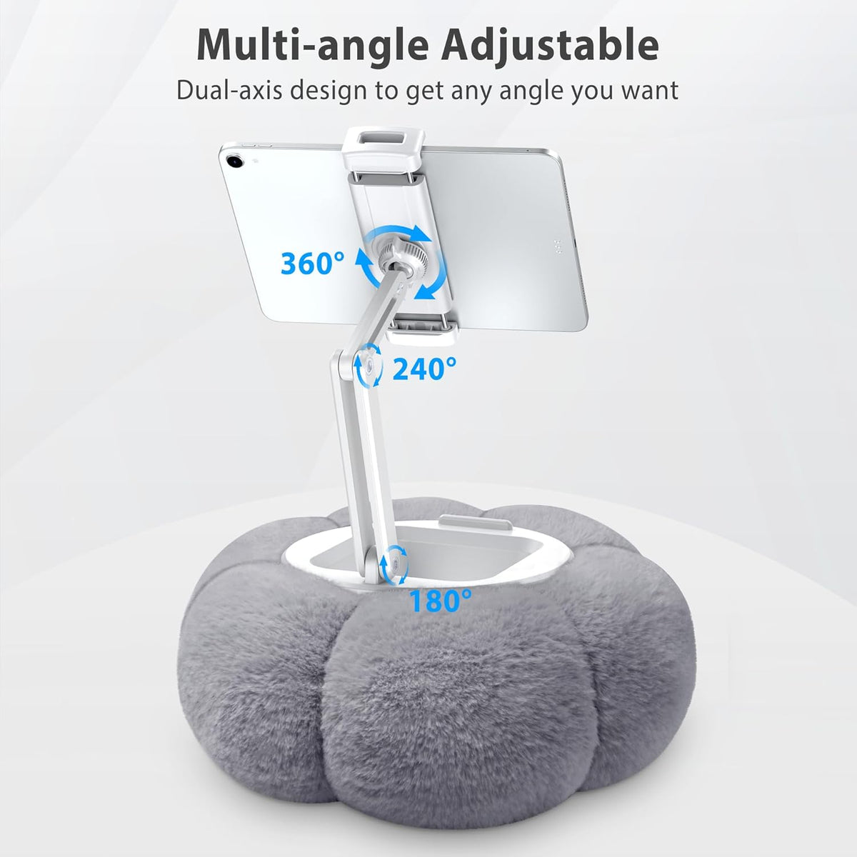 CreaDream Pumpkin Tablet Pillow Stand Holder for Kindle iPad, Adjustable Phone Pillow Stand for Lap Bed with Detachable Snack Bowl, Compatible with 4.7"-13" Tablet, iPad, iPhone, Samsung Tabs, Kindle
