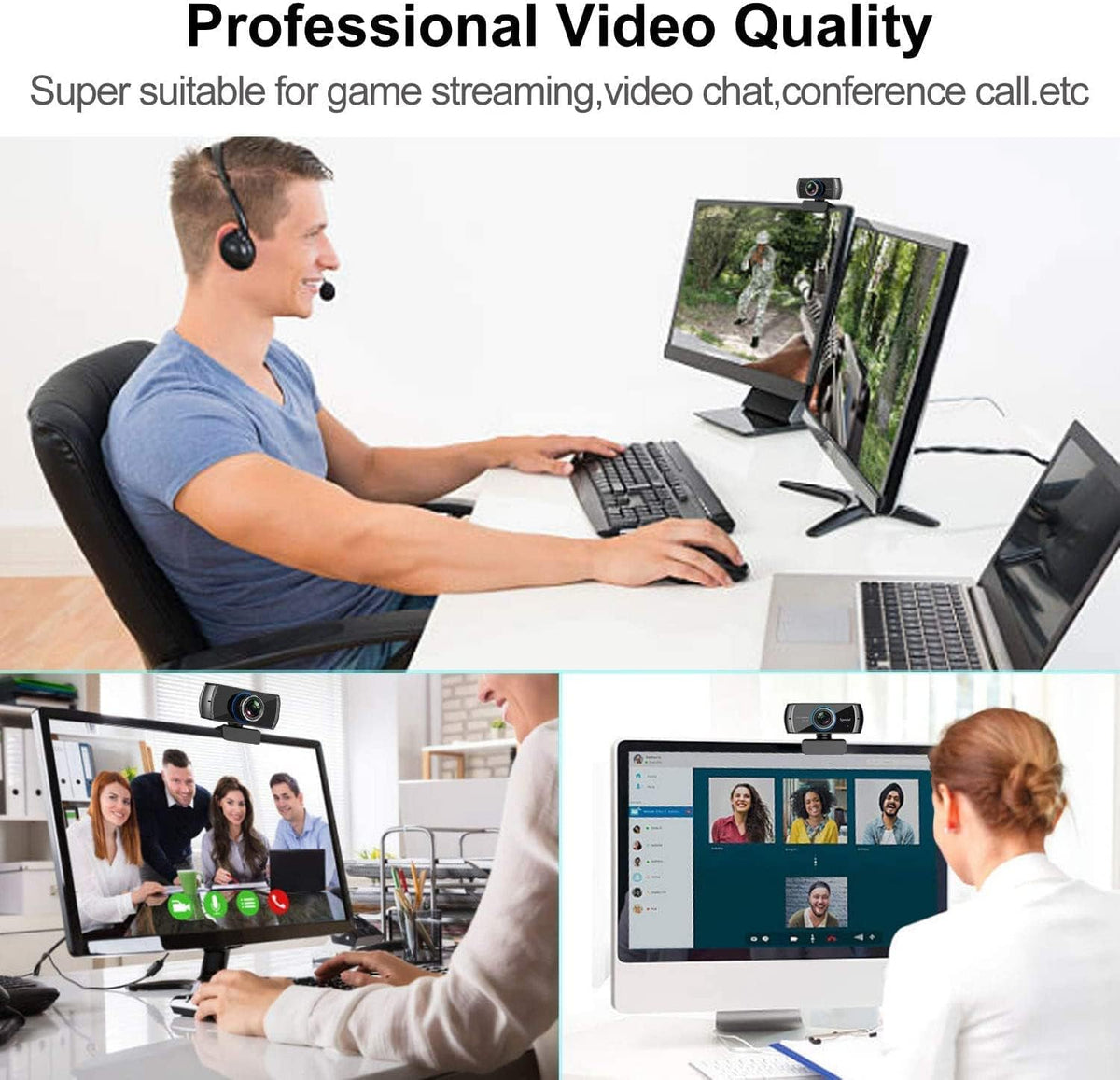 Spedal Webcam 1080P 30fps， HD Computer Webcam with Microphone for Desktop,100 Degrees Wide Angle Web Camera for Zoom Xbox YouTube Skype FaceTime Hangouts