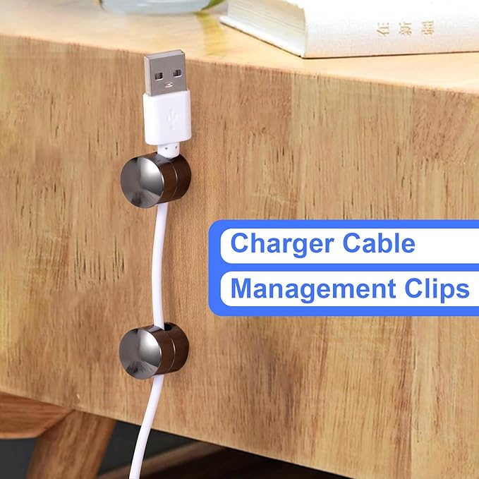 SmallCat 3 Sets Charger Holders for Cords, Black Cord Holder for Nightstand