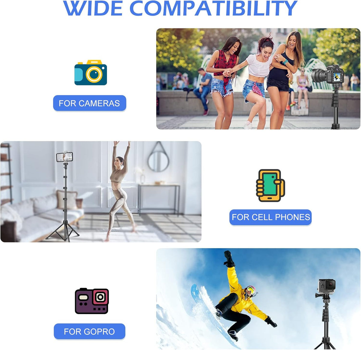Sensyne 67" Phone-Tripod, Extendable Cell Phone Tripod Stand & Selfie Stick with Wireless Remote and Phone Holder, Compatible with iPhone Android Phone, Camera