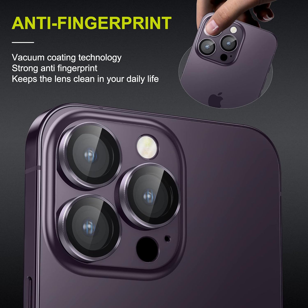 WSKEN for iPhone 14 Pro/iPhone 14 Pro Max Camera Lens Protector,[Night Shooting Mode] HD Tempered Metal Glass Camera Screen Protector Cover Film Accessories,Deep Purple