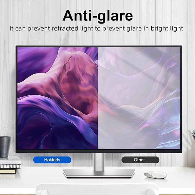 Hoktods Magnetic Hanging Computer Privacy Screen 32 Inch, Removable Privacy Shield for 16:9 Widescreen Frameless Monitor, Anti Spy Anti Scratch Anti Glare Blue Light Screen Guard