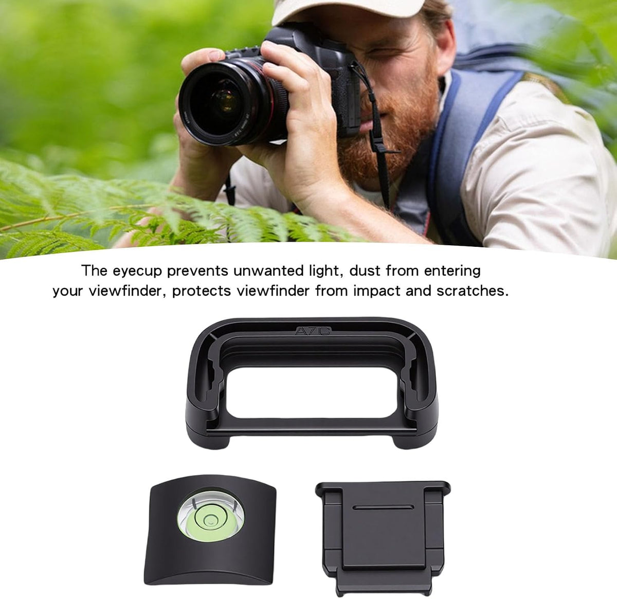 A7C Eyecup Eyepiece Viewfinder for Camera, Camera Hot Shoe Cover Protector Cap with Bubble Spirit Level
