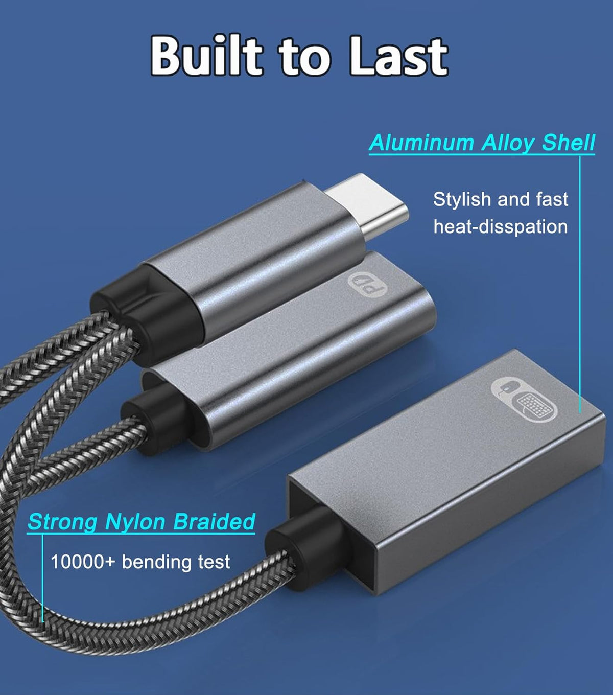 USB C to USB OTG Adapter, 2 in 1 USB C Splitter with PD 60W Charging Port and USB 3.0 Female Port Compatible wit iPhone 15 Pro, MacBook Pro,Chromebook, Galaxy and More Type-C Devices
