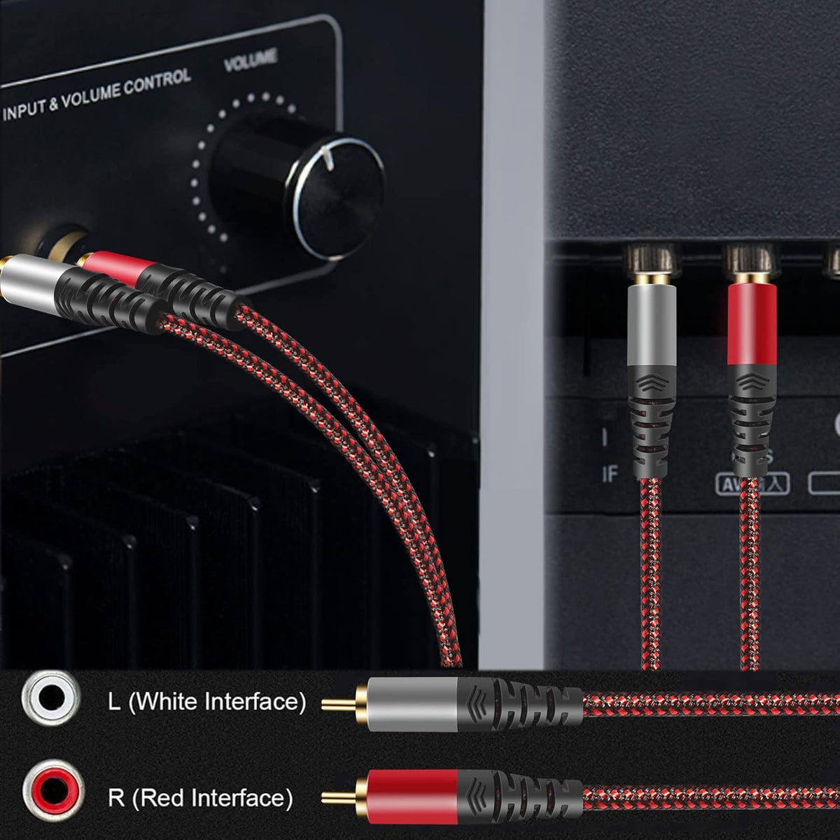 RCA Cable 20Ft,2Rca Male to 2-RCA Male Audio Stereo Subwoofer Cable [Hi-Fi Sound] Nylon-Braided Auxiliary Audio Cord for Home Theater, HDTV, Amplifiers, Hi-Fi Systems,Speakers and etc (20Ft)
