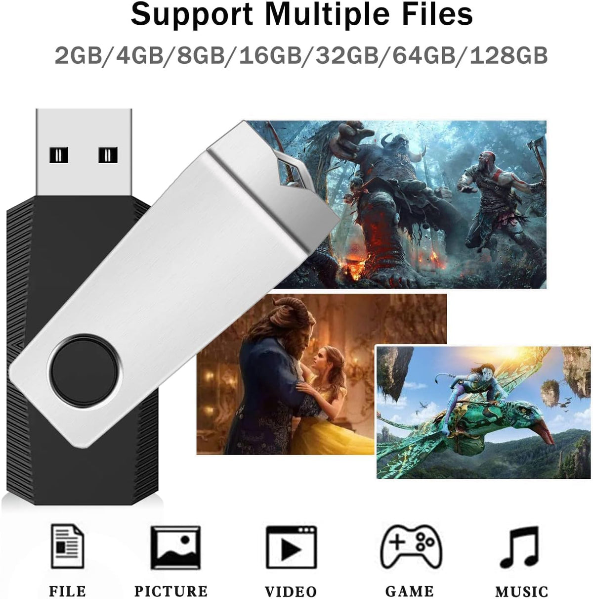 Customizable Flash Drives 2GB, Wooolken Personalized USB 2.0 Drive 10/20/50/100 Pack, Custom Thumb Drive Engraved Logo USB Drive (Mixcolors)