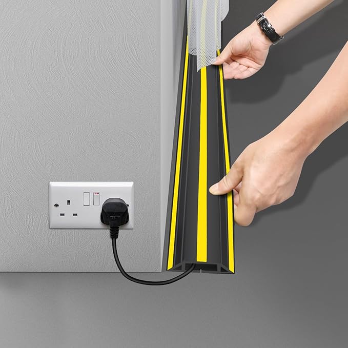TFMUZERT 10 ft Cord Covers for Wires on Floor, Heavy Duty PVC Duct Floor Cord Cover, Floor Cable Cover Easy to Unroll Prevent Trip Hazard for Home Office or Outdoor Settings (2pcs)