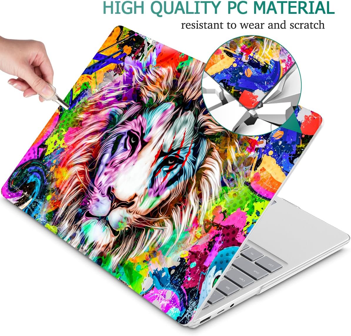 Tuiklol Case for 15 Inch Microsoft Surface Laptop 5/4/3 2022-2020, Model 1979/1953/1872/1873 Hard Shell Cover, Keyboard Cover+Screen Protector+Dust Plugs,Lion