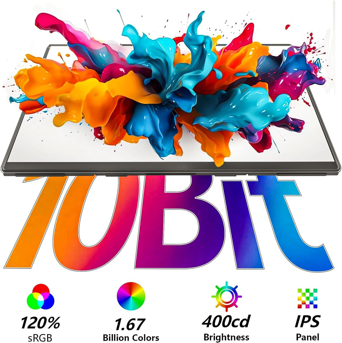 24” 2.5K 2560 * 1440 Portable Monitor 180Hz 120% sRGB USB-C HDMI Large Gaming Second Extender Display Monitor Adjustment Stand for MacBook Laptop,Camera,Desktop,PS5/4, Xbox, Switch,Phone