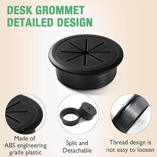 EASYEAH 2 Pcs Desk Grommet 3-1/8" / 80 mm, Desk Hole Cover for Cables Coffee, Cable Grommet ABS Plastic, Desk Hole Grommet for Home & Office Pc, Detachable Cable Cord Organizer