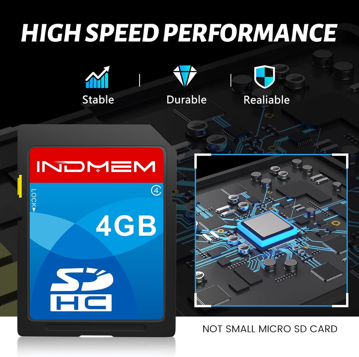 INDMEM SD Card 4GB, 8 Packs Class 4 4GB Flash Memory Card MLC Standard Secure Digital Cards Camera Card