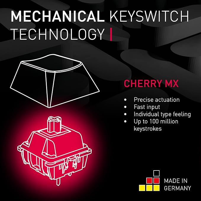 Cherry MX 3.0S Wired Mechanical Gaming Keyboard Front Lettering Keycaps Robust Aluminum Housing RGB-Lighting Full Key Rollover MX Silent RED Switches Black
