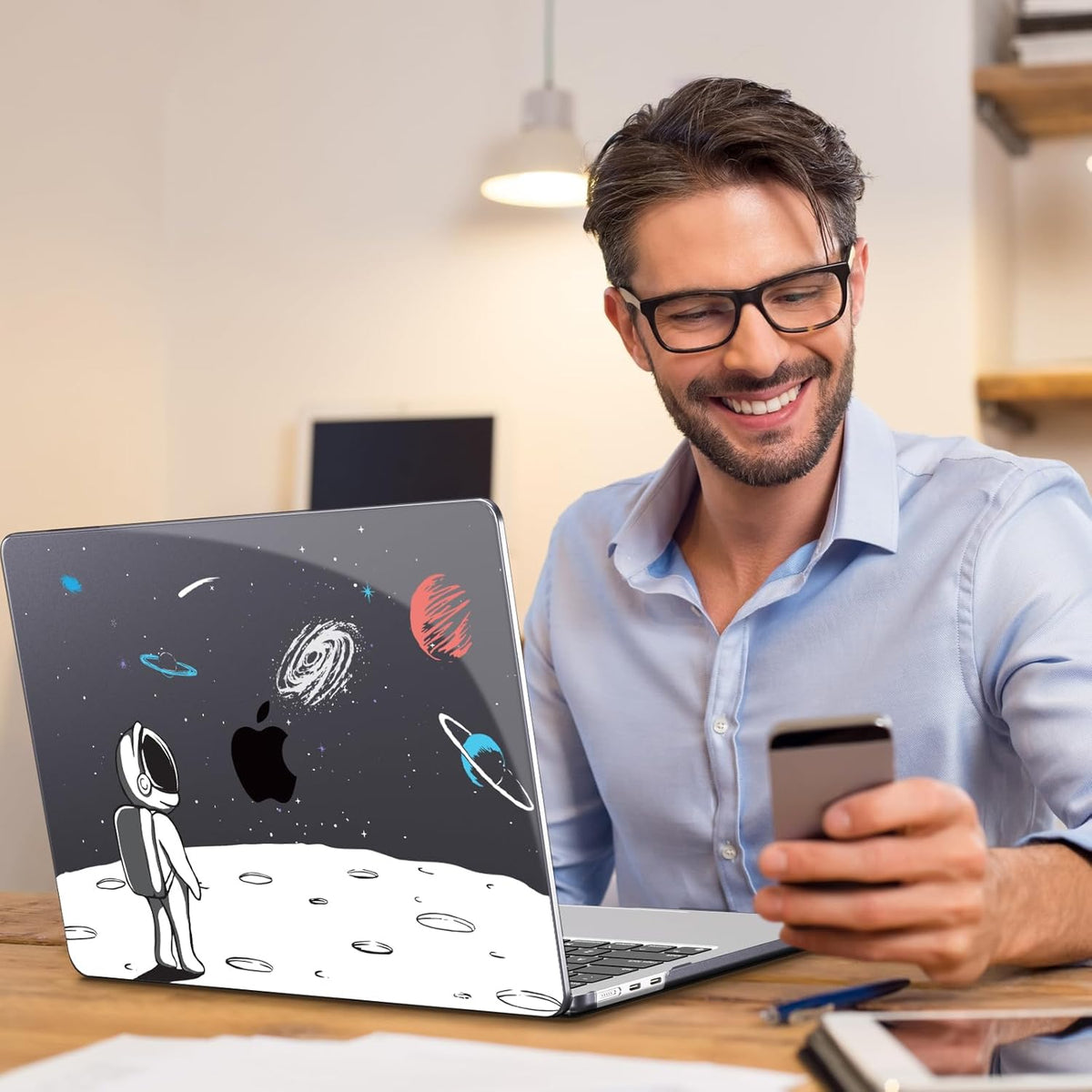 Teryeefi Compatible with MacBook Air 13 inch Case 2025 2024 2023 2022 M4 A3240 M3 A3113 M2 A2681, Plastic Hard Shell&Keyboard Cover&Type C for MacBook Air 13.6 inch Case,Astronaut A008
