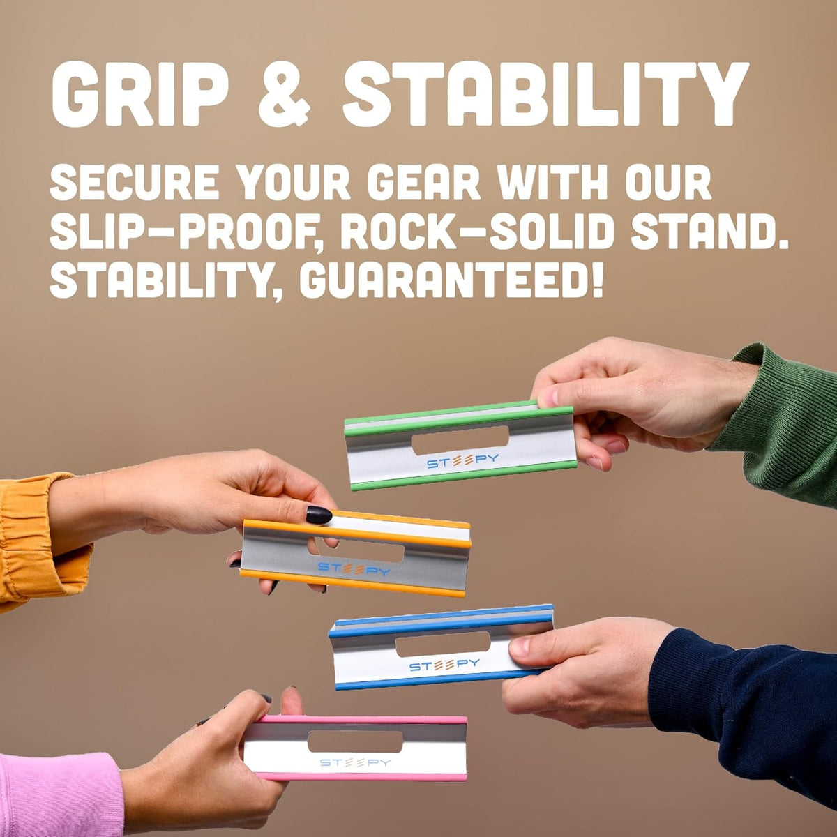 Steepy Adjustable Laptop Stand - 3 Heights Computer Riser for Desk - Portable With Adjustable Height