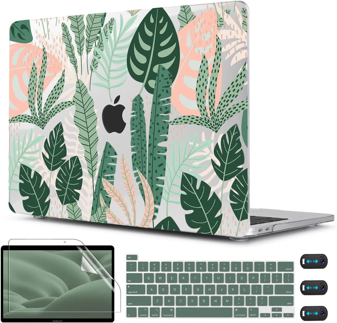 CISSOOK Palm for MacBook Pro 13 inch Case 2025-2020 Release M2 Chip A2338 M1 A2251 A2289 with Touch Bar, Tropical Hard Shell Case with Keyboard Cover for MacBook Pro 13, Tropical Palm Leaves