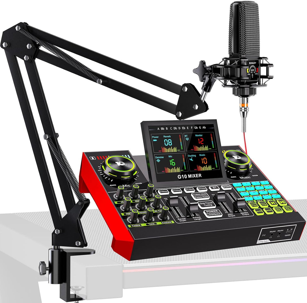 Podcast Equipment Bundle with 3.5mm Condenser Microphone for Pc/Phone Live Streaming Singing Gaming, Podcast Microphone Bundle with Live Sound Card Audio Mixer,Voice Changer, Denoise,DJ Sets