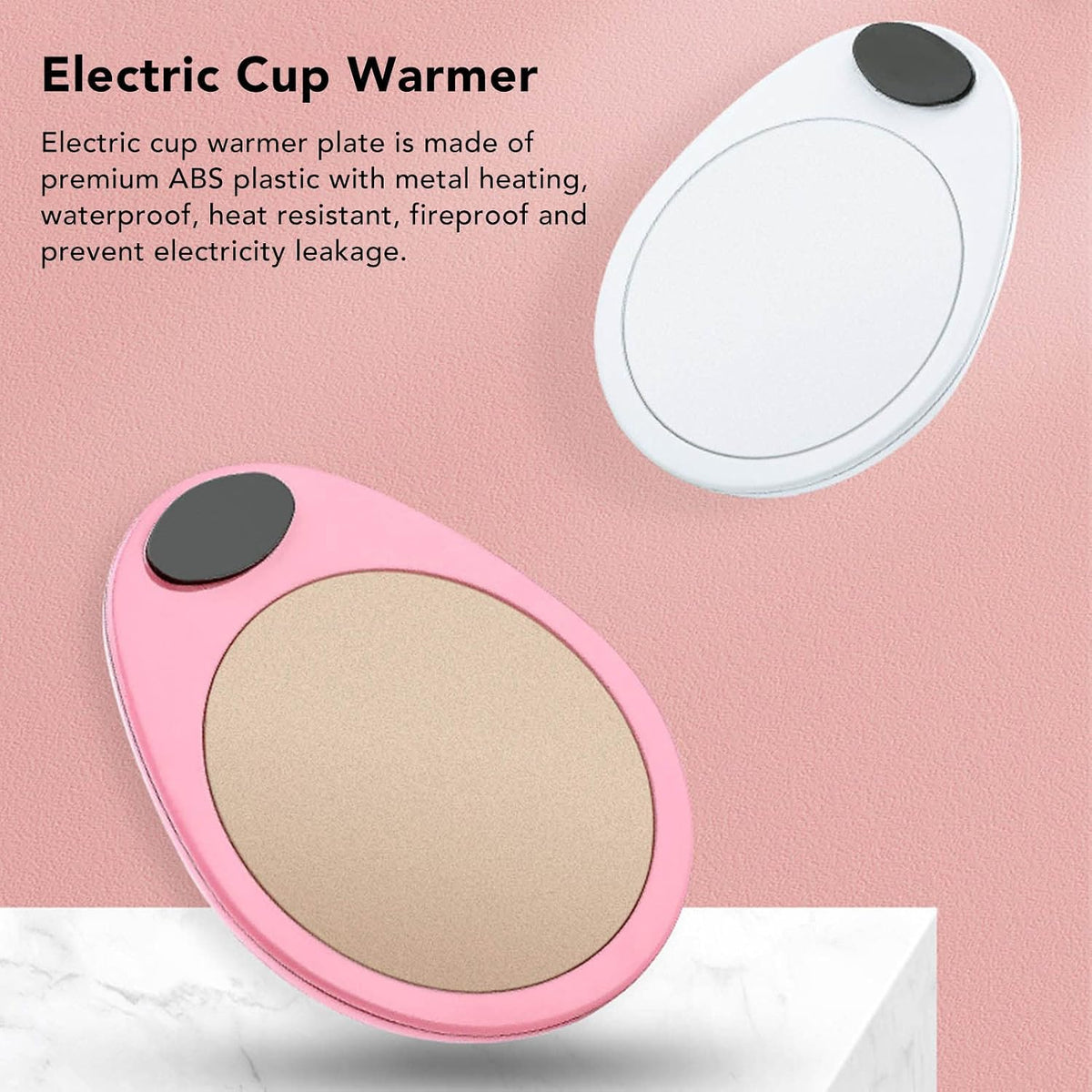 Adjustable Electric Beverage Heater for Ceramic Coffee Cups - USB Mug Warmer (White)