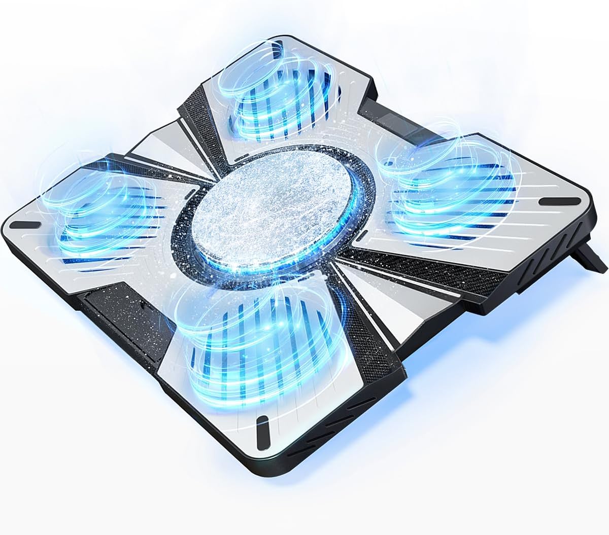 IMMOENUC Laptop Cooling Pad with 5 Fans & Peltier Device Ultra-Quiet Semiconductor Panel Cooler Stand, Adjustable Speed + Stand for 13-19 Inch Laptops (MacBook/Dell/HP) Fast Cooling Notebook