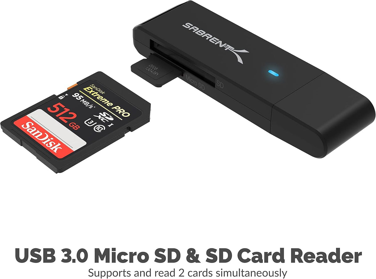 SABRENT USB 3.0 Micro SD and SD Card Reader (CR-T2MS)