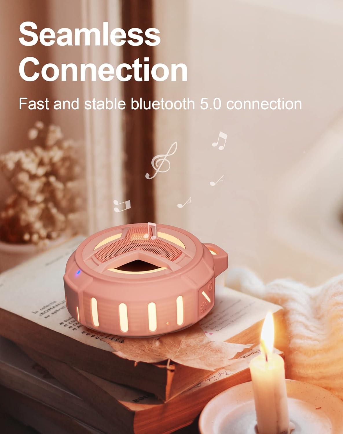 EBODA Bluetooth Shower Speaker, Waterproof Portable Wireless Speakers with Light, IP67 Floating, 2000mAh, Small Portable Speaker for Kayak, Beach, Pool Accessories, Gifts for Unisex