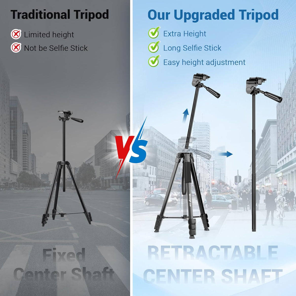 Phone Tripod, 64” Cell Phone Tripod for iPhone, Extra Long 83” Tall Tripods Selfie Stick with Wireless Remote Extendable Phone Holder Stand for Camera Photo Video Recording