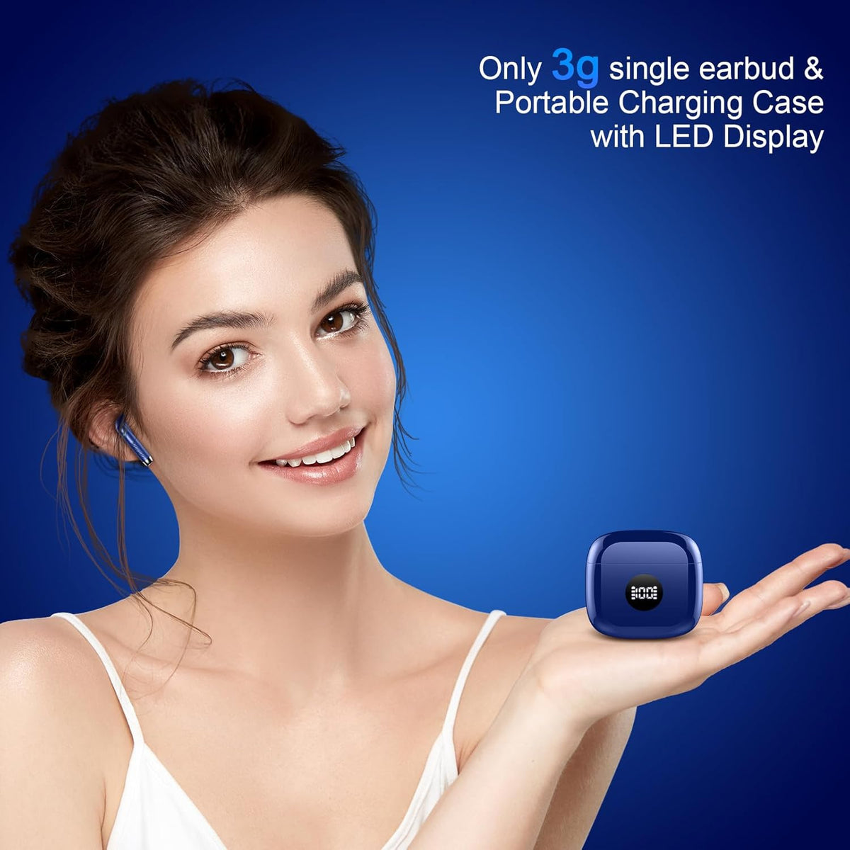 Wireless Earbuds, Bluetooth 5.4 Ear Buds LED Power Display Headphones Bass Stereo, Bluetooth Earbuds in-Ear Noise Cancelling Mic, 40H Playback Mini Case IP7 Waterproof Sports Earphones for Android iOS