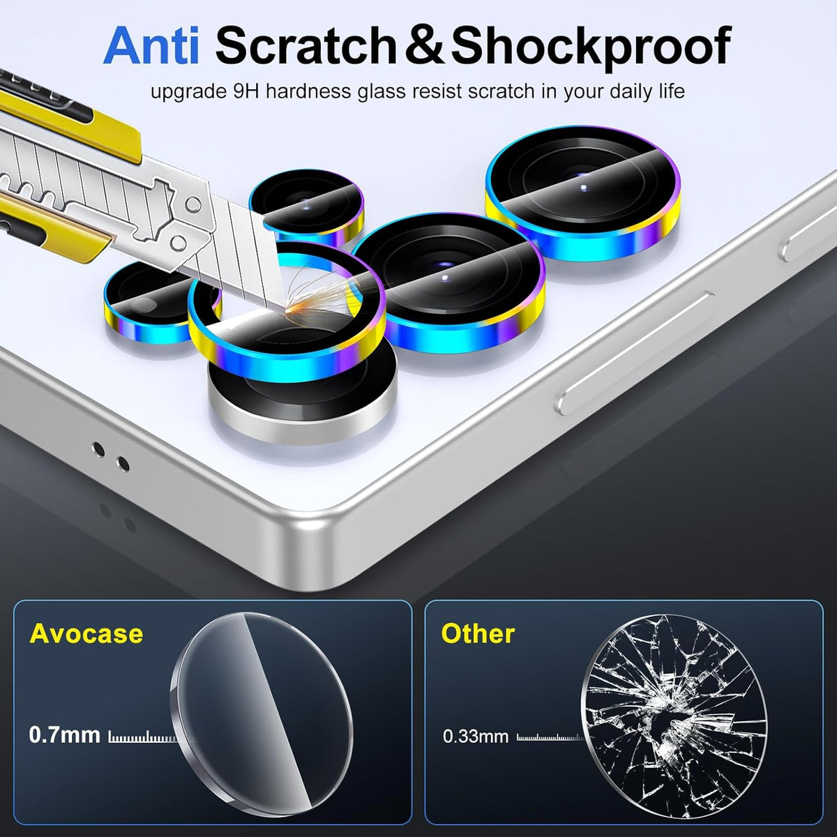 for Samsung Galaxy S25 Ultra Camera Lens Protector, Individual Metal Ring Tempered Glass Lens Cover, [Strong Adsorption] Scratch Resistant Ultra-Thin HD Clear Lens Cover, 1 Set-Colorful Ring