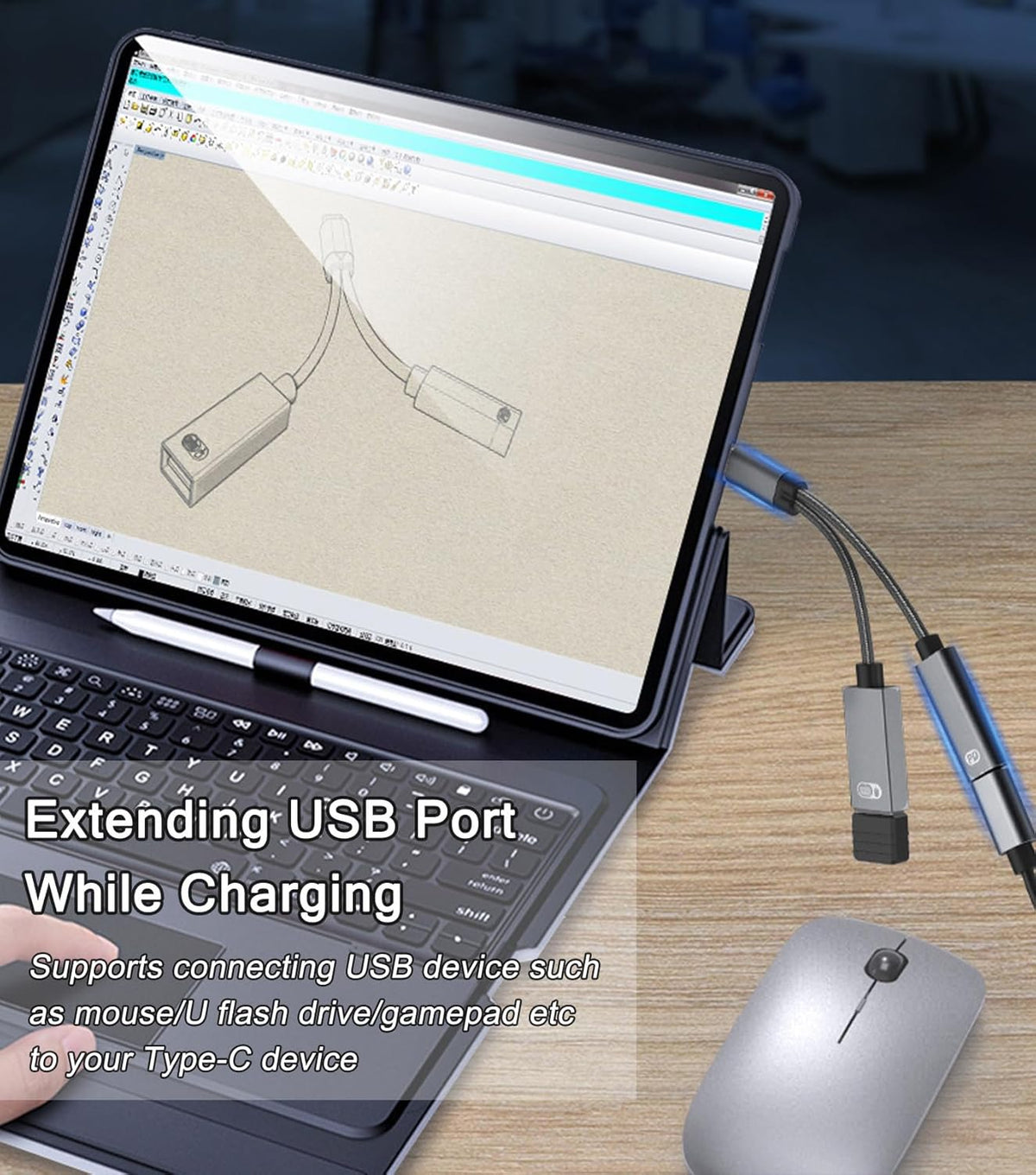USB C to USB OTG Adapter, 2 in 1 USB C Splitter with PD 60W Charging Port and USB 3.0 Female Port Compatible wit iPhone 15 Pro, MacBook Pro,Chromebook, Galaxy and More Type-C Devices