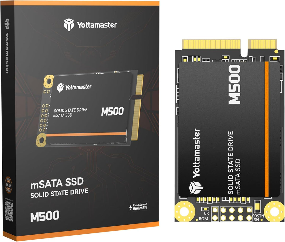 Yottamaster M500 256GB mSATA SSD SATA III 6Gb/s, mSATA Internal Solid State Drive Up to 500MB/s, Mini-SATA with 3D NAND, Compatible with Ultrabooks Desktop PC Laptop, All-in-One PCs, 30x50mm
