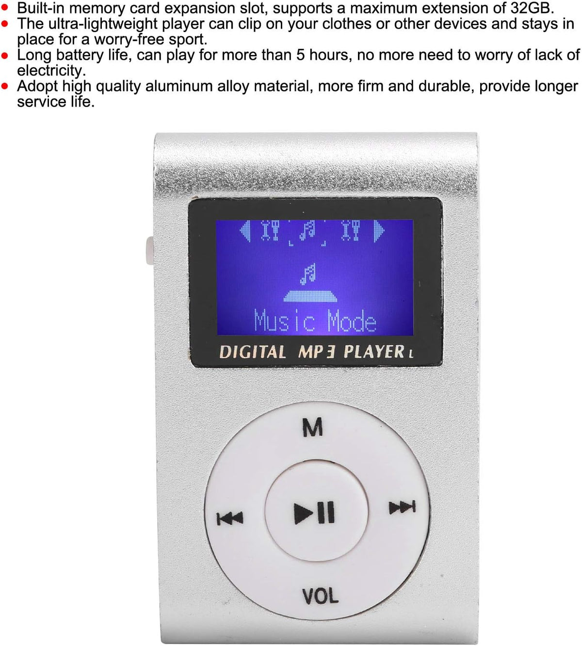 GOWENIC MP3 MP3 MP3 32GB, Limouyin Player for Walking Running, Portable Mini Music Player Sports BackClip LCD Screen