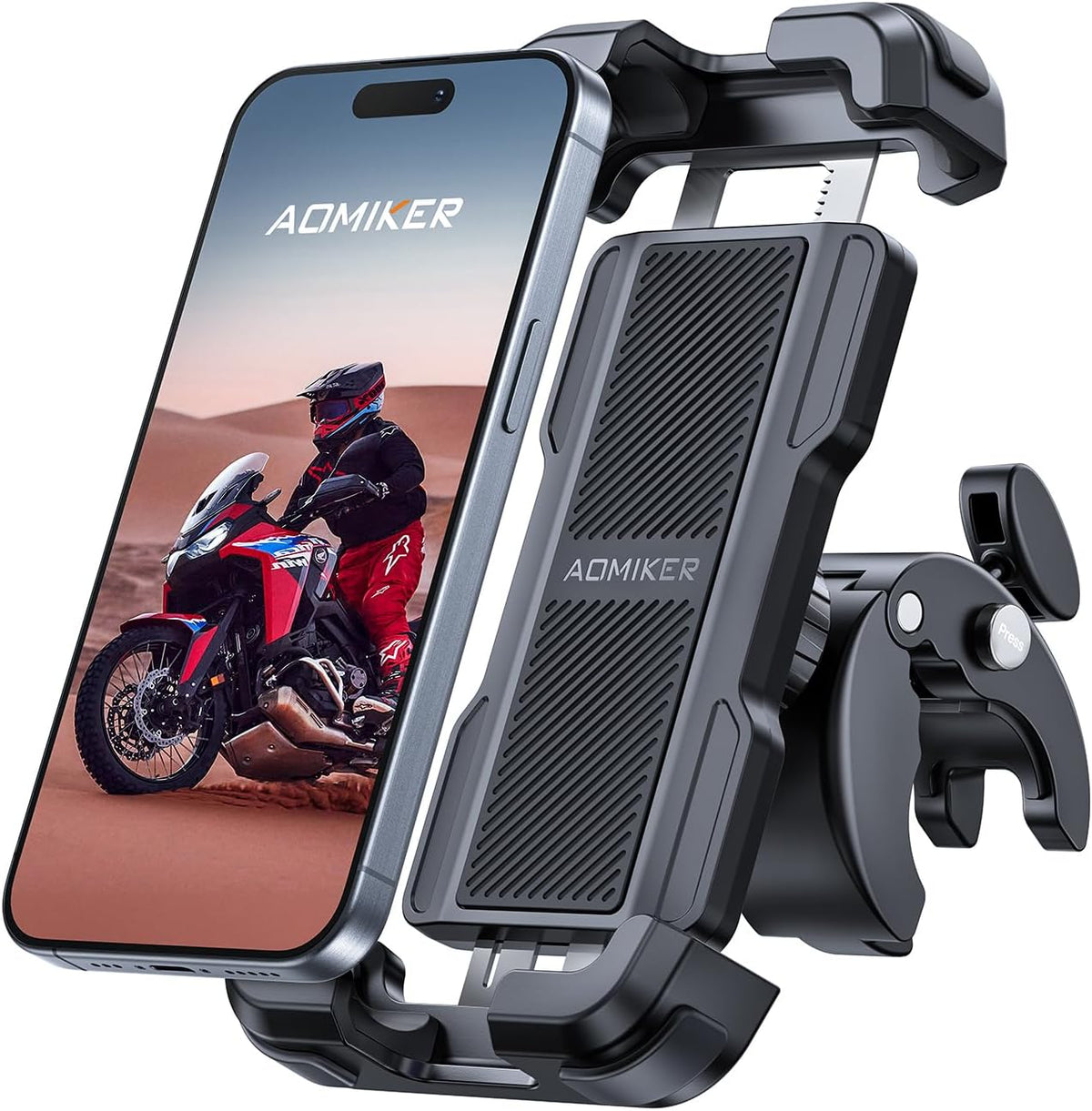 Bike Motorcycle Phone Holder Mount - [2025 Quick Release] Bike Phone Holder Handlebar Clamp, Bicycle Scooter Phone Clip for iPhone 16 15 14 13 12 11 Pro Max Plus Mini, 4.7-6.8" Smartphone