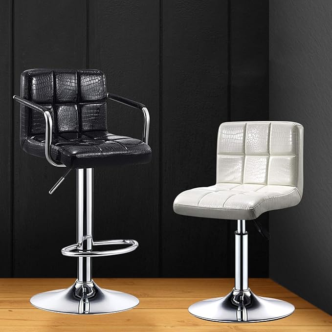 Mlaea Desk Task Dining Chair Height Adjustable Conference Reception Work Chair with Rolling Wheels Gaming Club Bar Chair 38 * 44-56CM(Color:#1)
