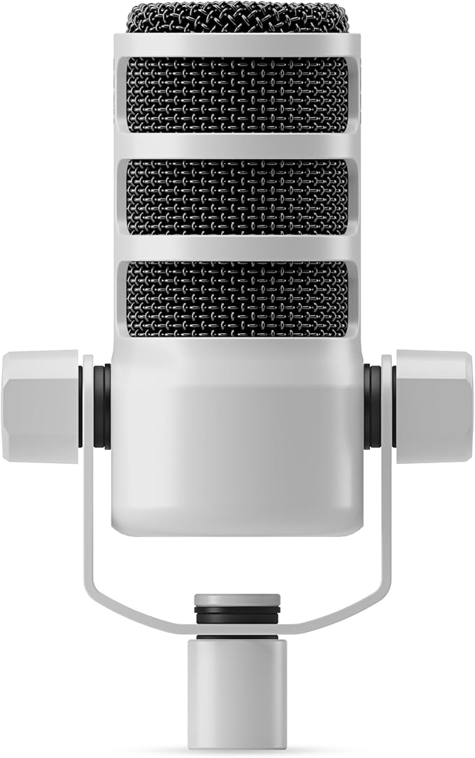 Rode PodMic Cardioid Dynamic Broadcast Microphone (White) with XLR Cable and StreamEye Polishing Cloth