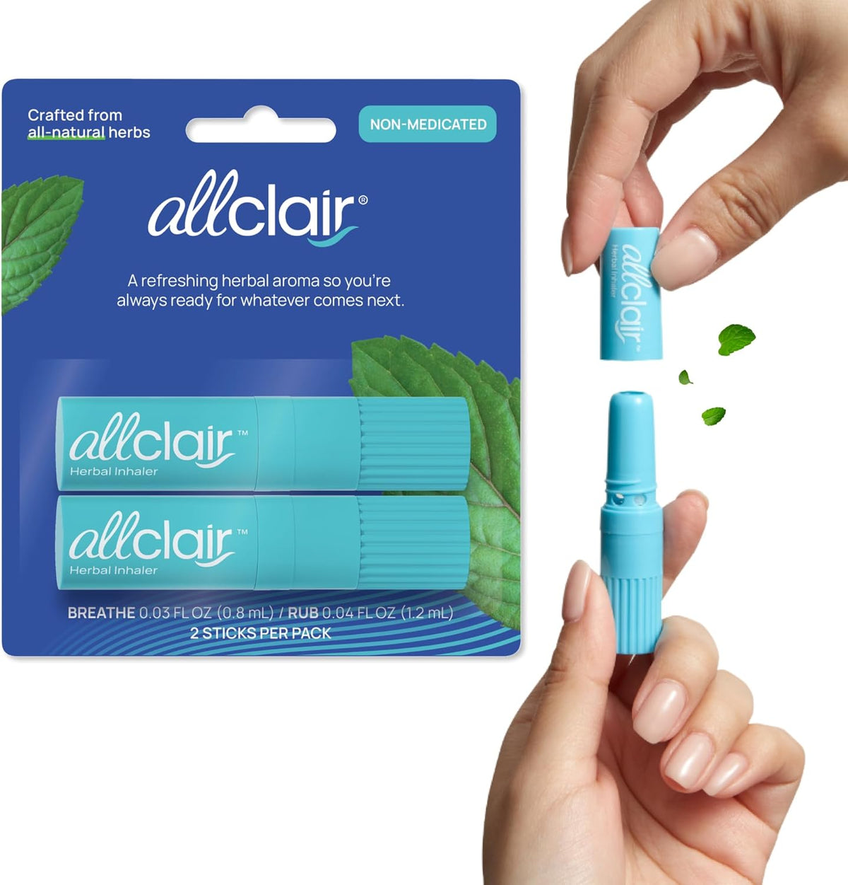 Nausea Relief Inhaler - Take Control of Motion Sickness, Morning Sickness, Medication, Stress - Fast, Natural, Drug-Free, Non-Drowsy & Portable Travel Essential - Pack of 2 Inhalers