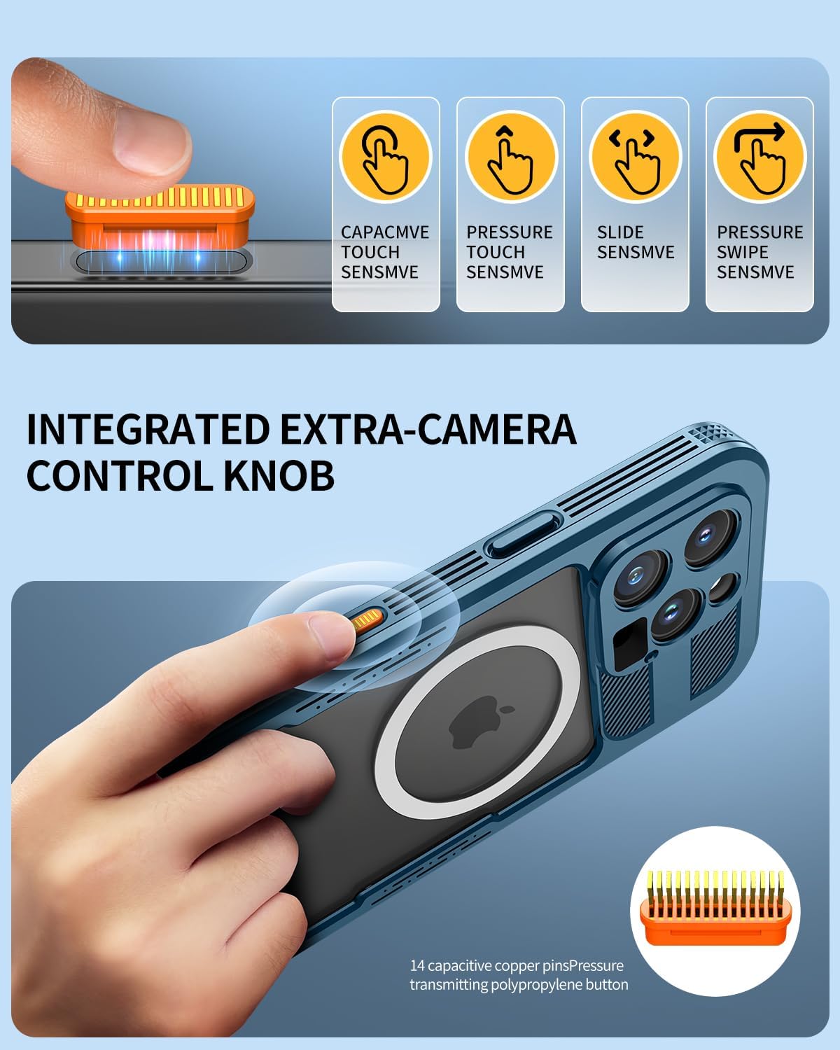 Lanhiem Magnetic for iPhone 16 Pro Case, IP68 Waterproof Dustproof Case, [Compatible with Magsafe] [Built-in Screen Protector] Full Body Heavy Duty Rugged Phone Cover 6.3 inch, Blue/Clear