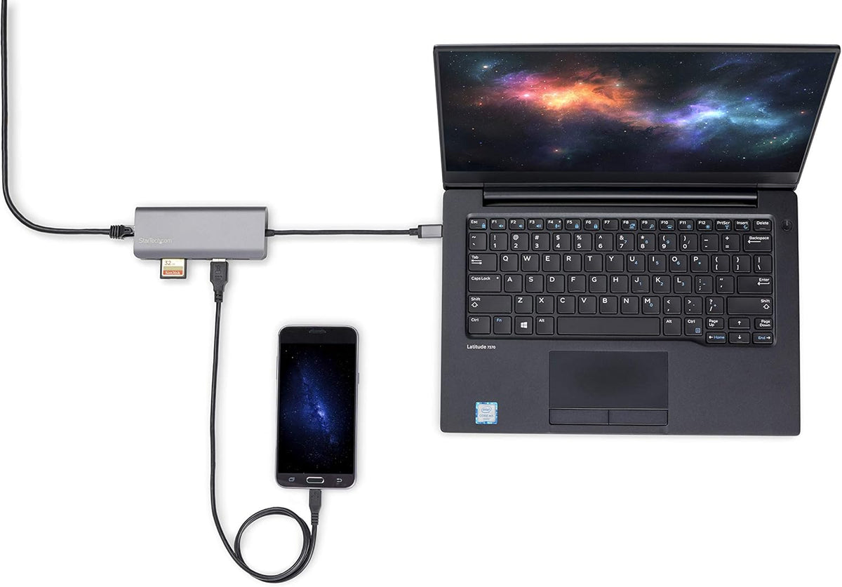 StarTech.com USB C Multiport Adapter - USB-C Travel Dock to 4K HDMI, 3x USB 3.0 Hub, SD/SDHC, GbE, 60W PD 3.0 Pass-Through - Portable USB-C Mini Docking Station USB Type-C/Thunderbolt 3 (DKT30CSDHPD3)
