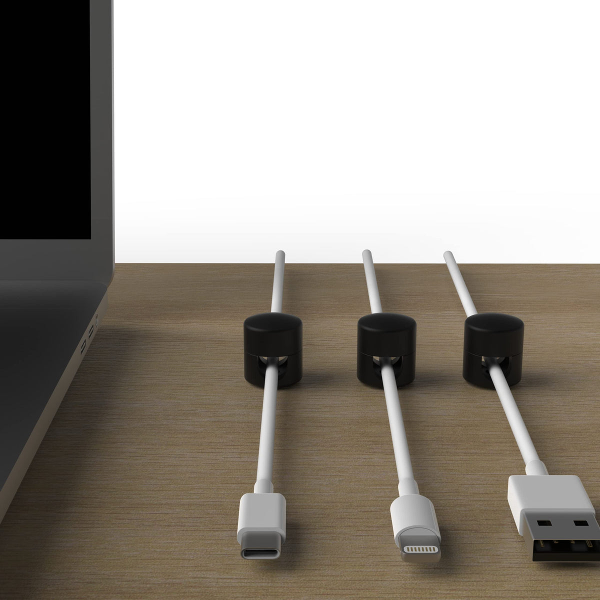 ICONIT Cable Anchors for Desk Organization Black | Premium Aluminum Cord Organizers | Charger + Cable Management Clips for Home & Office | Stylish