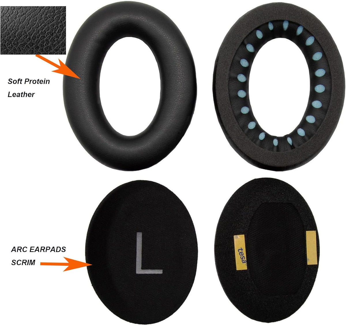 QC45 Earpads Replacement for Bose QuietComfort 45 (QC45)/QuietComfort SE (QC SE)/Quiet Comfort Wireless Over-Ear Headphones, Ear Pads Cushions with Durable Protein Leather Noise Cancelling Foam