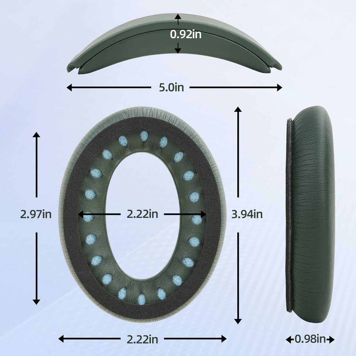 Protein Leather Ear Pads for Bose QuietComfort QC35 QC45 Headband Cushion Cover Replacement Kits with Protein Leather& Memory Foam (Cypress Green)