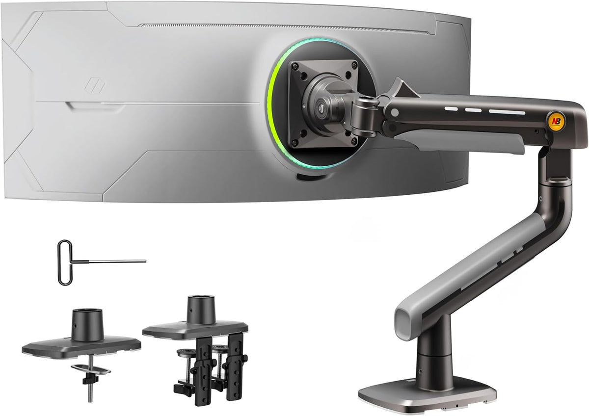 Gaming Monitor-Arm for Flat/Ultrawide/Curved Monitors 27'' to 50 inch, Heavy Duty Mount Load up to 18 kg, VESA 75/100 mm Monitor-Mount A5