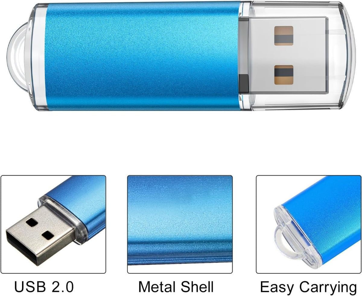 TOPESEL 10 Pack 8GB USB 2.0 Flash Drive Memory Stick Thumb Drives (5 Mixed Colors: Black Blue Green Red Silver)