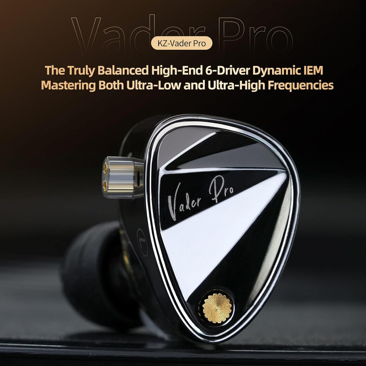 KZ Vader Pro in-Ear Monitors Gaming Earbuds, Triple Dynamic Driver IEM with 4 Tuning Switches, Clarity in All Frequency Stereo Sound Comfortable Noise Isolating Earphones for Stage and Studio (NMic)