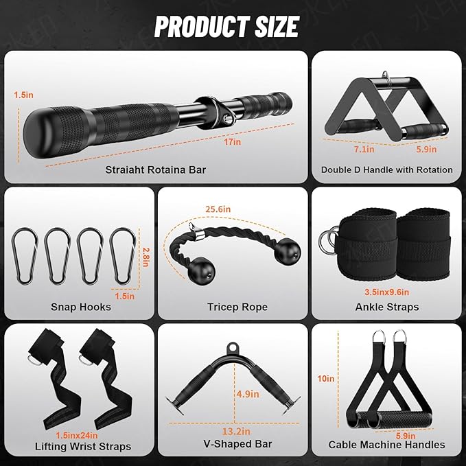 JOTUPLUN Cable Machine Attachment for Home Gym, Tricep Press LAT Pull Down Attachment, Cable Machine Accessories, Tricep Press Down Cable Attachment