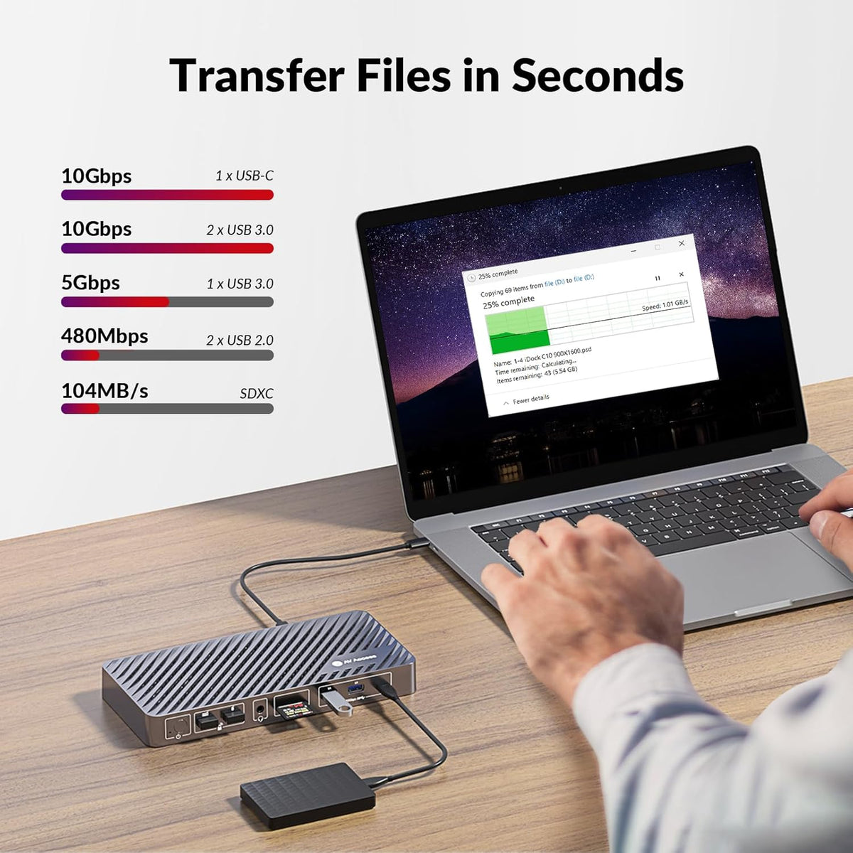 Docking Station Triple Monitor, 4K@60Hz (2 DP + 1 HDMI), 100W Laptop Charging, 10Gbps USB-C/A, Ethernet, Audio, SD, Plug & Play USB-C Dock for MacBook/Chrome/Dell/HP/Lenovo