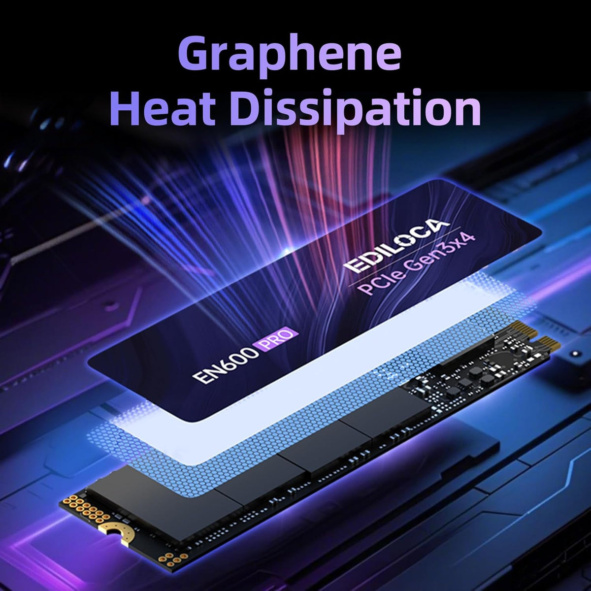EN600 PRO SSD 512GB PCIe 3.0 Gen 3x4, NVMe M.2 2280, Up to 3200MB/s, Internal Solid State Drive, SLC Cache 3D NAND TLC, Graphene Cooling Sticker, Storage for PC, Desktop and Laptops