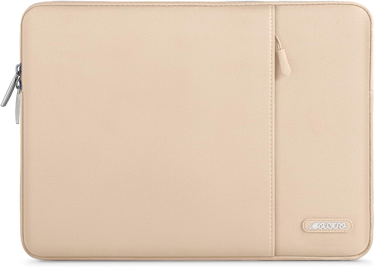 MOSISO Laptop Case 16 inch, 15-15.6 inch Laptop Sleeve Compatible with MacBook Pro 16 M4 M3 M2 M1, HP Acer Dell Lenovo ASUS Notebook, Polyester Vertical Computer Sleeve Bag with Pocket, Apricot