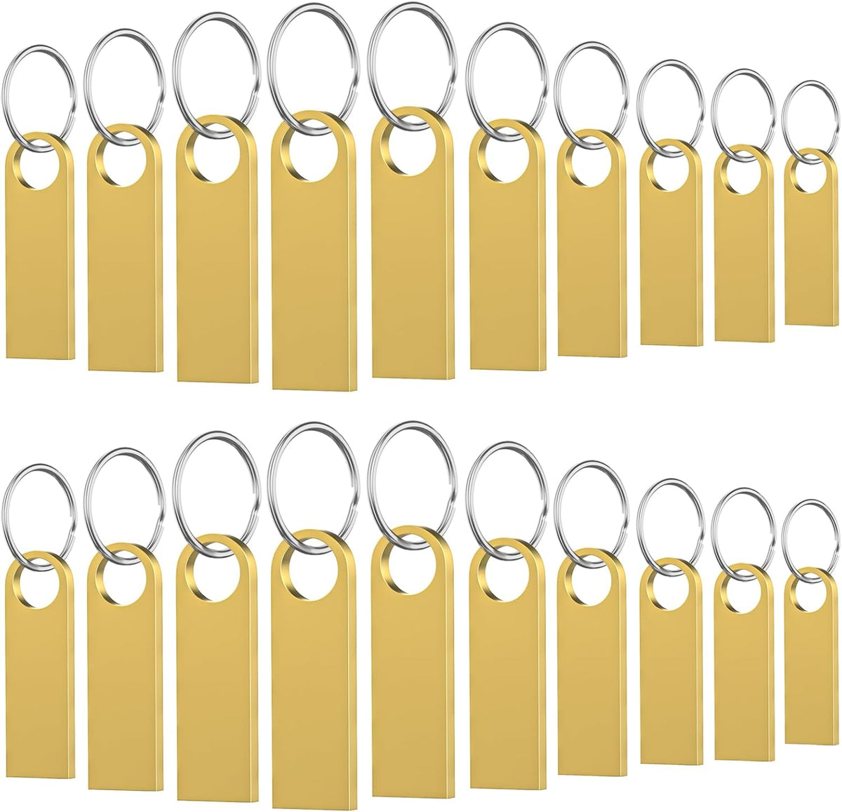 16GB USB Flash Drive 20 Pack, Wooolken Sleek Metal Thumb Drives with Keychains Swivel Memory Stick Pendrive USB 2.0 Jump Zip Drive USB Stick(Gold)