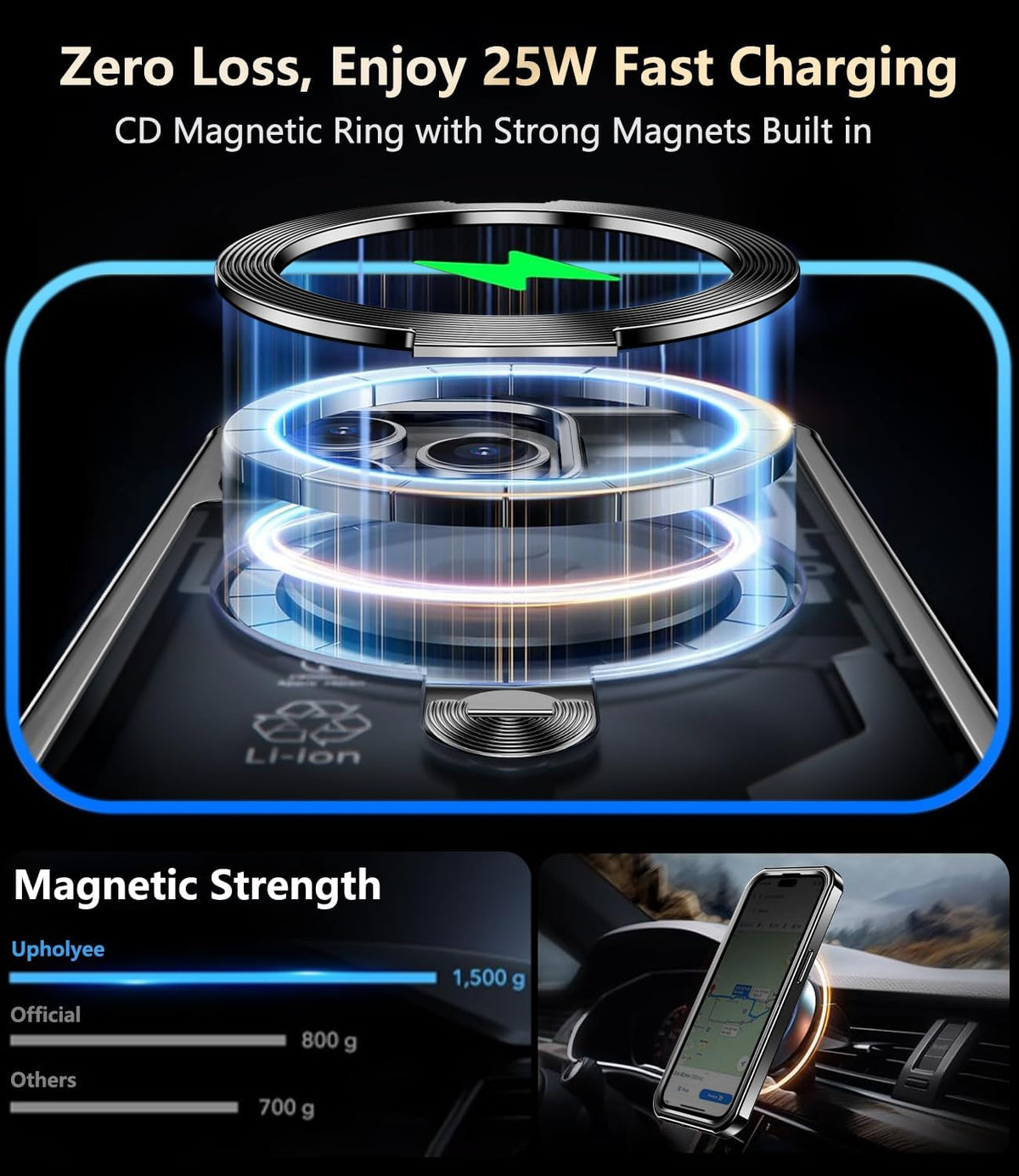 [360° Rotatable CD Stand & Built-in Privacy Screen Magnetic Case for iPhone 13 Pro [Compatible with MagSafe & Full Signal] Mil-Grade Shockproof Full Body Anti-Spy Cover for 13 Pro-Black